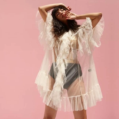Shop Supersweet X Moumi Tulle Babydoll In Ecru In White