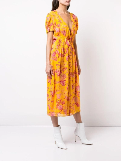 Shop Carolina Herrera Floral Print Dress - Yellow