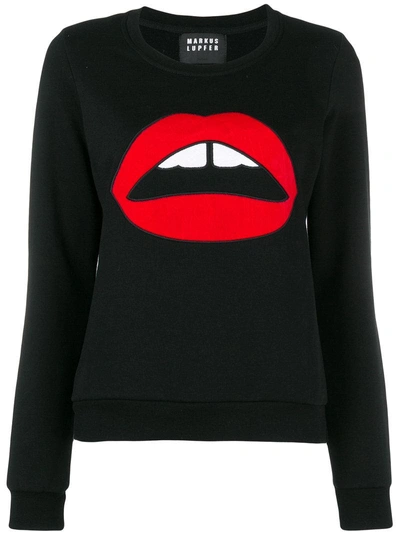 Shop Markus Lupfer Leonie Velvet Lara Lip Sweater - Black
