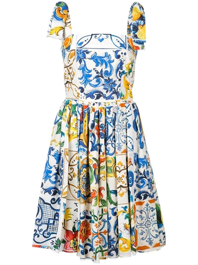Shop Dolce & Gabbana Majolica Print Sundress - Blue