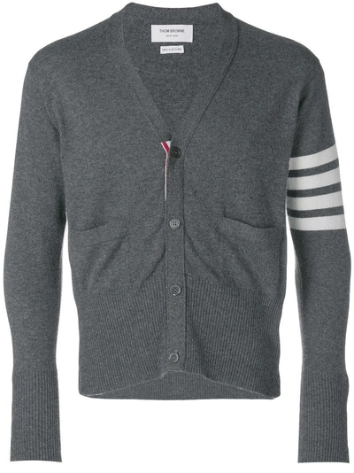 Shop Thom Browne Tri-stripe Cardigan - Grey
