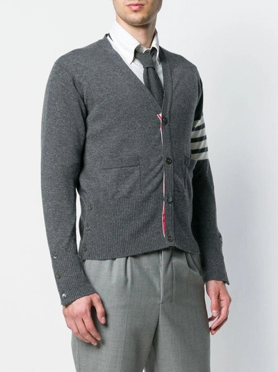 Shop Thom Browne Tri-stripe Cardigan - Grey