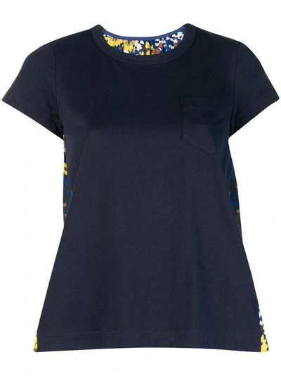 Shop Sacai Contrasting Back T-shirt - Blue