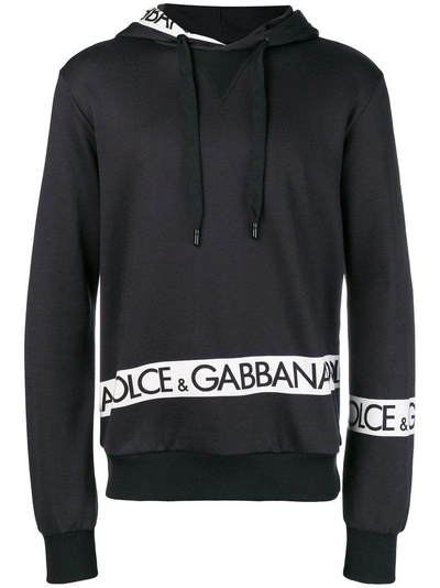 Shop Dolce & Gabbana Logo Pullover Hoodie In Black