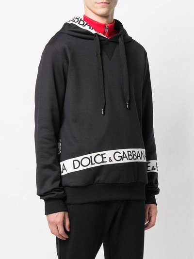 Shop Dolce & Gabbana Logo Pullover Hoodie In Black