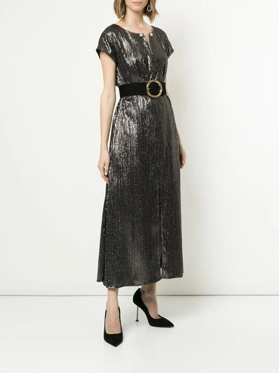 Shop Ingie Paris Slit Detail Lamé Dress - Metallic