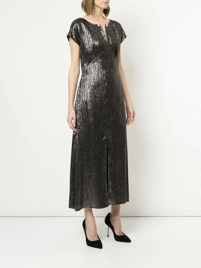 Shop Ingie Paris Slit Detail Lamé Dress - Metallic