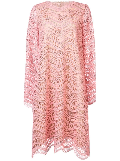 Shop Oscar De La Renta Long-sleeve Cocoon Dress - Pink