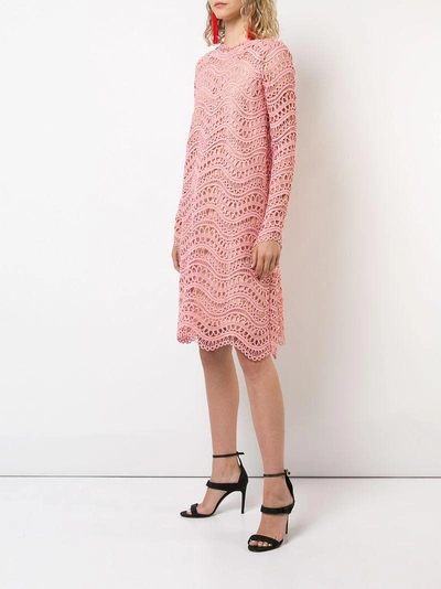 Shop Oscar De La Renta Long-sleeve Cocoon Dress - Pink