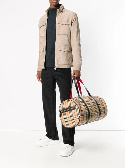 Shop Burberry Kennedy Checked Holldall In Nude & Neutrals