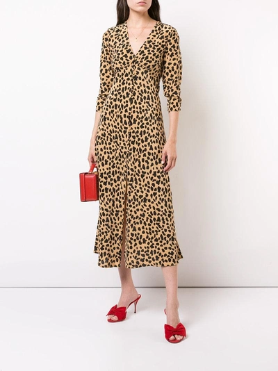 Shop Rixo London Leopard Midi Dress - Brown