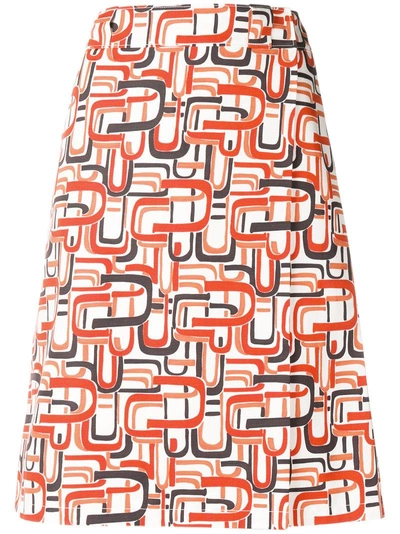 Shop Prada Abstract Print Skirt - Yellow & Orange