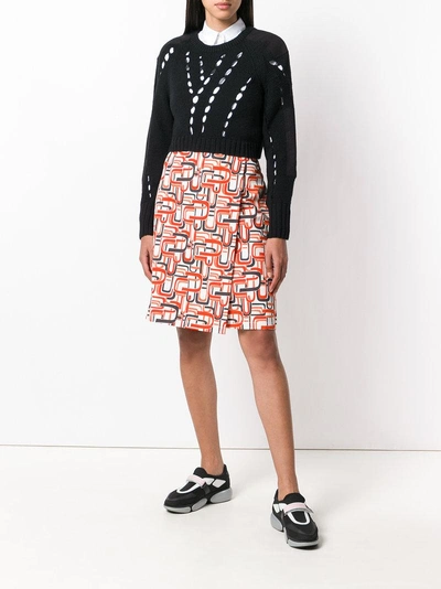 Shop Prada Abstract Print Skirt - Yellow & Orange