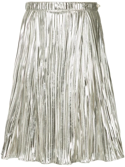Shop Ingie Paris Pleated Lamé Skirt - Metallic