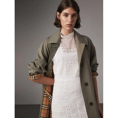 Shop Burberry The Brighton – Extra-long Car Coat In Chalk Green