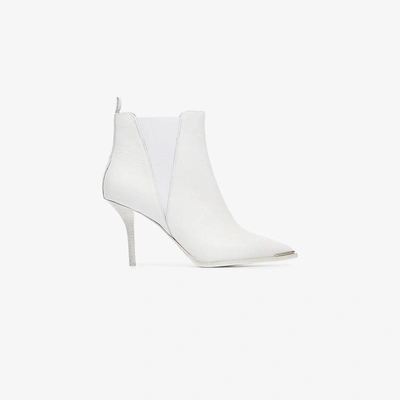 Shop Acne Studios White 65 Leather Pull-on Boots