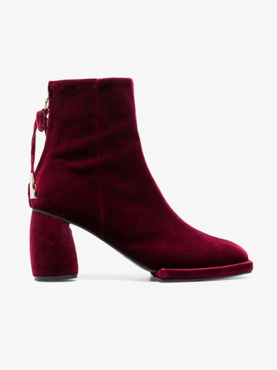 Shop Reike Nen Burgundy 80 Velvet Ankle Boots In Red