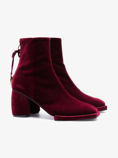 Shop Reike Nen Burgundy 80 Velvet Ankle Boots In Red