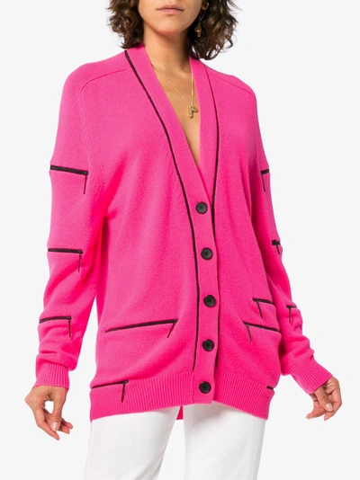 Shop Christopher Kane Cashmere Zip Cardigan In Pink&purple