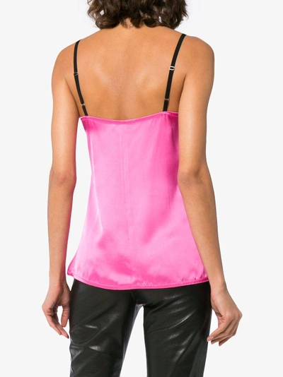 Shop Helmut Lang Sleeveless Lace Trim Cami Slip Top In Pink/purple