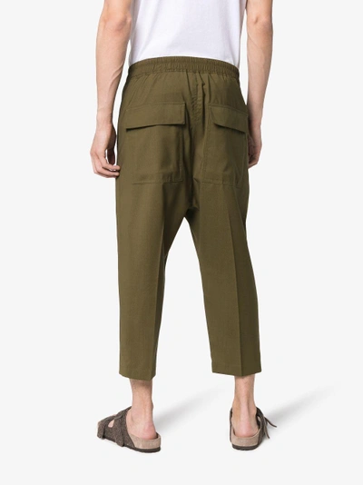 Shop Rick Owens Drawstring Cropped Trousers In Green