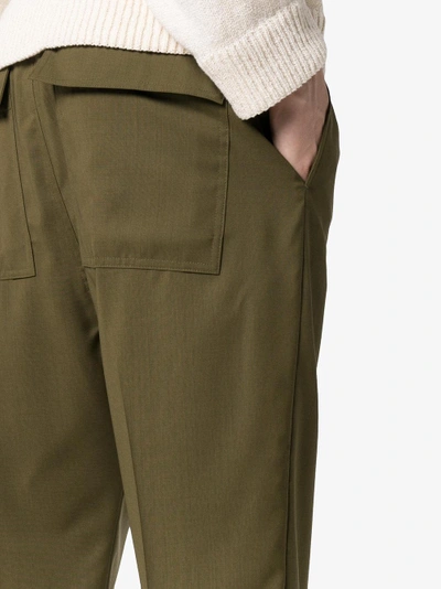 Shop Rick Owens Drawstring Cropped Trousers In Green