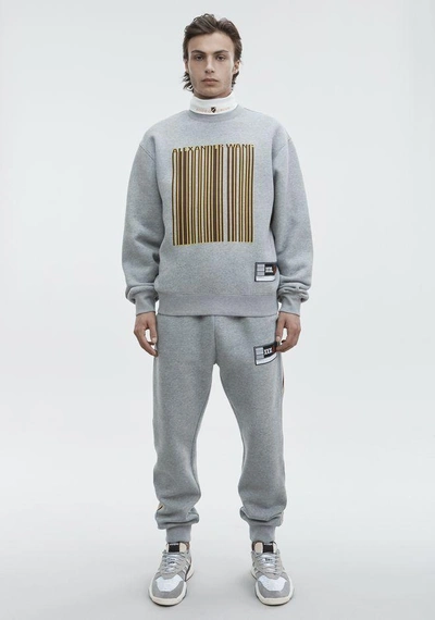 Alexander Wang Long Sleeve Crew Neck Barcode Sweatshirt In Gray | ModeSens
