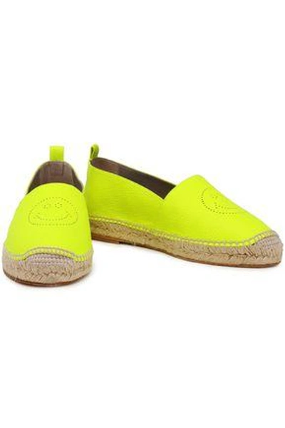 Shop Anya Hindmarch Perforated Leather Espadrilles In Bright Yellow