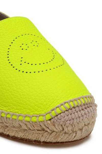 Shop Anya Hindmarch Perforated Leather Espadrilles In Bright Yellow