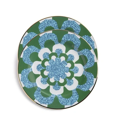 Shop La Doublej Blue/green Housewives Mosaico Blu Dessert Plates (set Of 2)