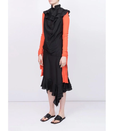 Shop Jw Anderson Black Sleeveles Ruffle Dress