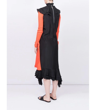 Shop Jw Anderson Black Sleeveles Ruffle Dress