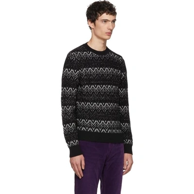 Shop Saint Laurent Black Lurex Zig Zag Sweater In 1081blkwht