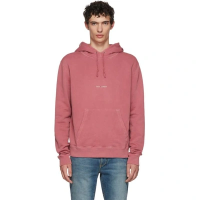 Shop Saint Laurent Red Rive Gauche Logo Hoodie In 6050washred