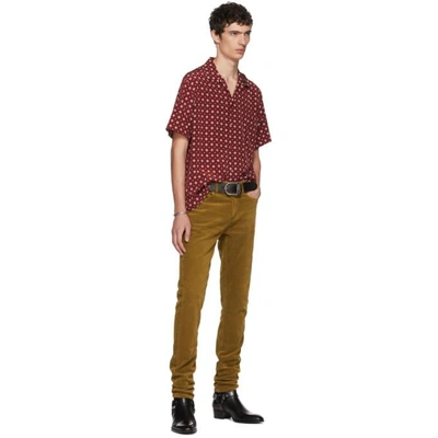 Shop Saint Laurent Tan Skinny Cord Trousers In 9730 Carame