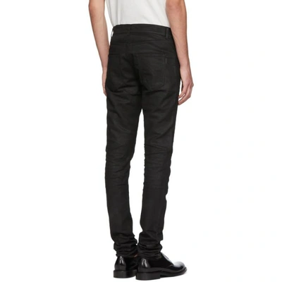Shop Saint Laurent Black Coated Skinny Jeans In 1076 Black