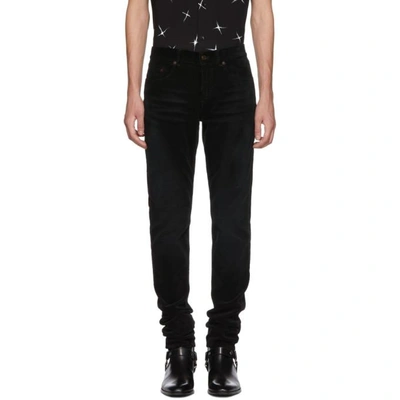 Shop Saint Laurent Black Skinny Cord Trousers In 1000 Black