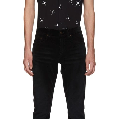 Shop Saint Laurent Black Skinny Cord Trousers In 1000 Black