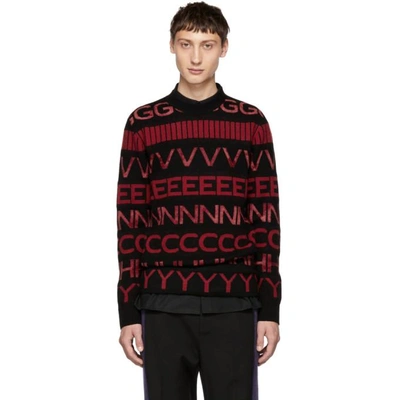 Shop Givenchy Black And Red Vertical Logo Sweater In 009blackred