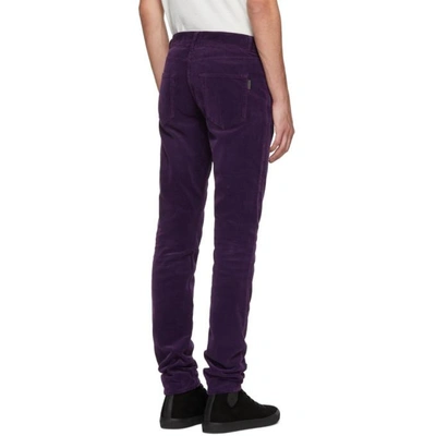 SAINT LAURENT 紫色 SKINNY CORD 紧身裤