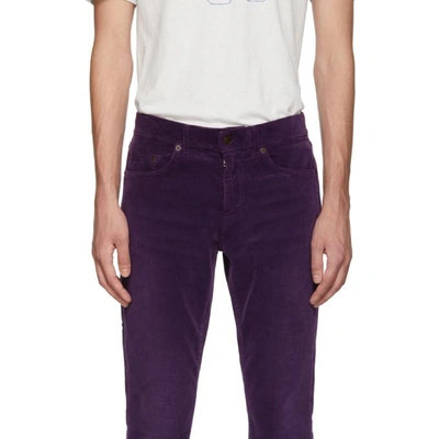 SAINT LAURENT 紫色 SKINNY CORD 紧身裤