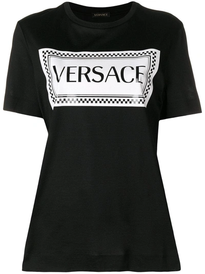 Shop Versace Print Logo T-shirt - Black