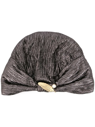 brooch embellished metallic turban