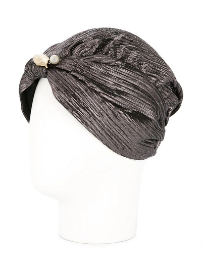 brooch embellished metallic turban