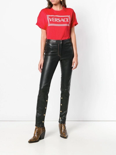 Shop Versace Logo Patch T-shirt - Red
