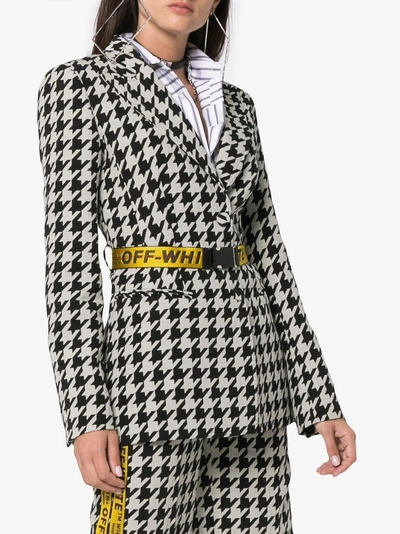 Shop Off-white Single Breasted Houndstooth Virgin Wool Blend Blazer