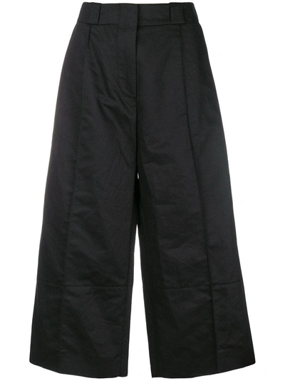 Shop Marni Cropped Wide Leg Trousers - Black