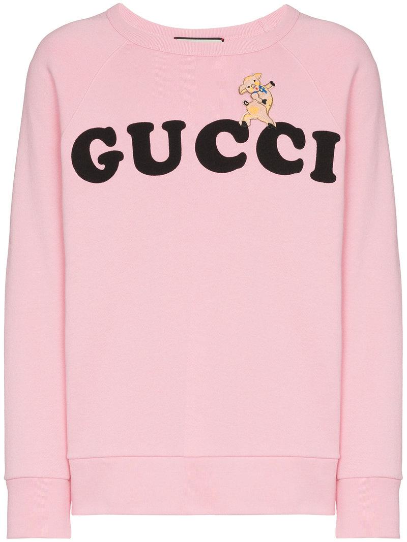 Gucci Pig Embroidered Logo Crew Neck 
