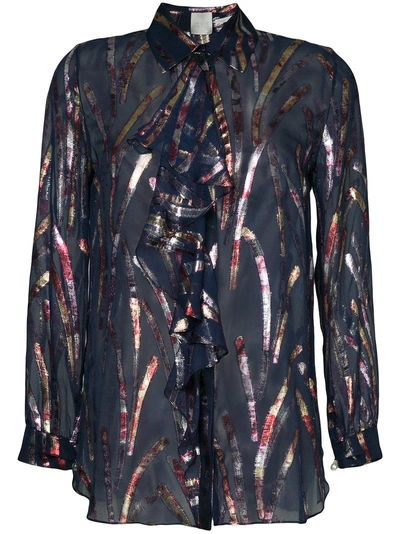 Shop Ingie Paris Embellished Sheer Shirt - Blue