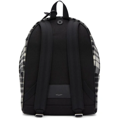 Shop Saint Laurent Black & White Check City Backpack